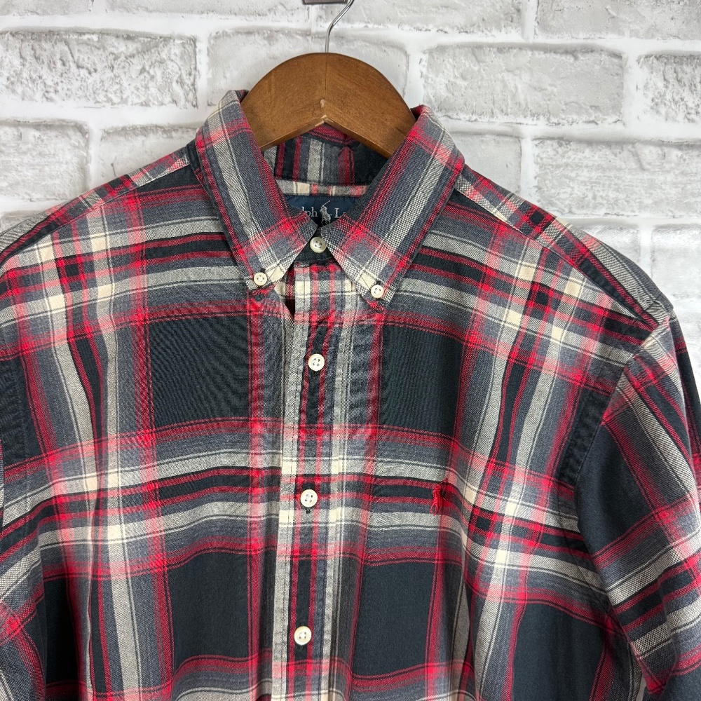 Ralph Lauren Classic Fit Buffalo Plaid Long Sleeve Button Down Shirt Mens LARGE
